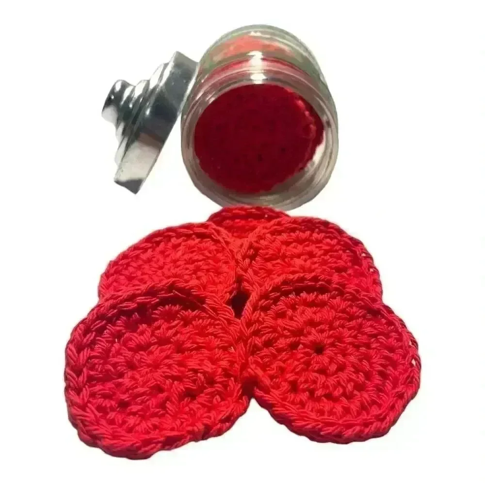 Crocheted Makeup Remover Pads With Reusable Glass Jar (set of 12)